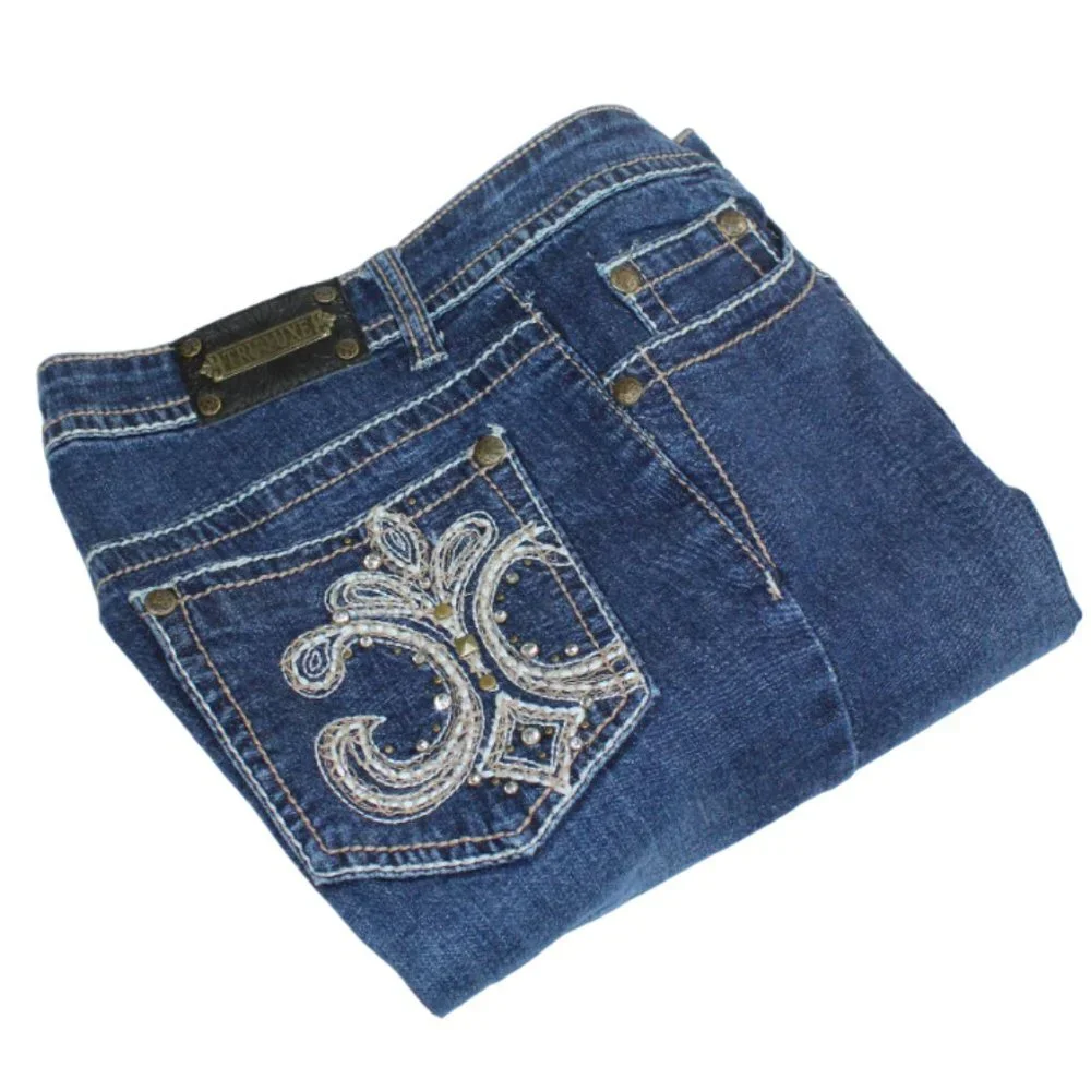 Tru Luxe Embellished Boot Cut Jeans, Size 29 (US 8)